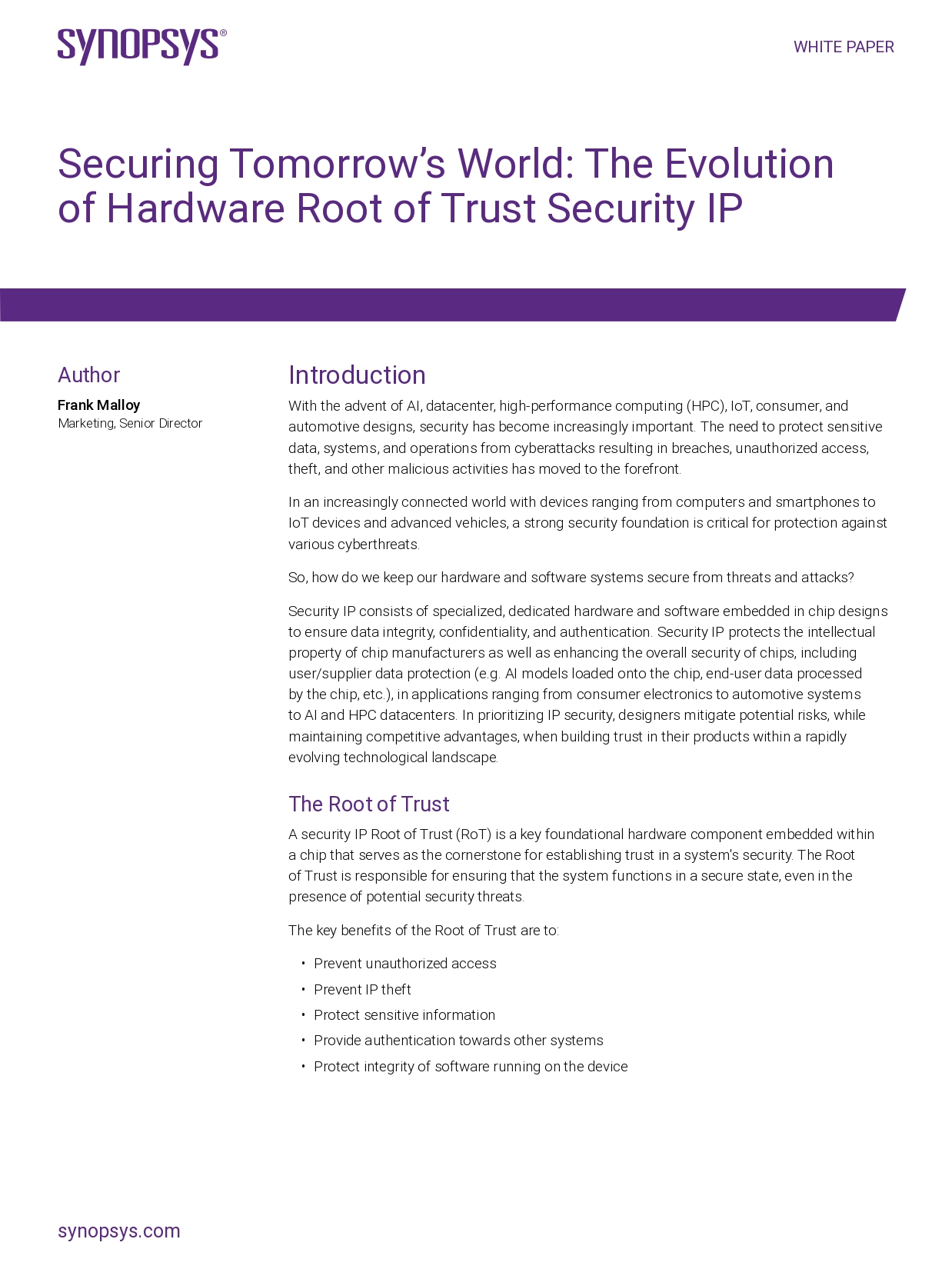 Building Strong Security Foundations with Hardware Root of Trust